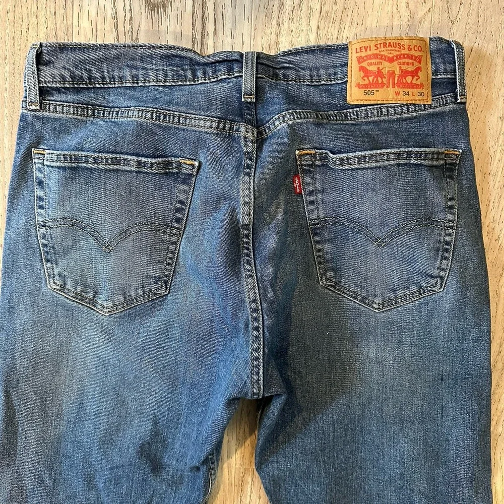 Levi's 505 Jeans Mens‎ Size 34X30 Blue Denim Cotton Classic Regular Straight Fit